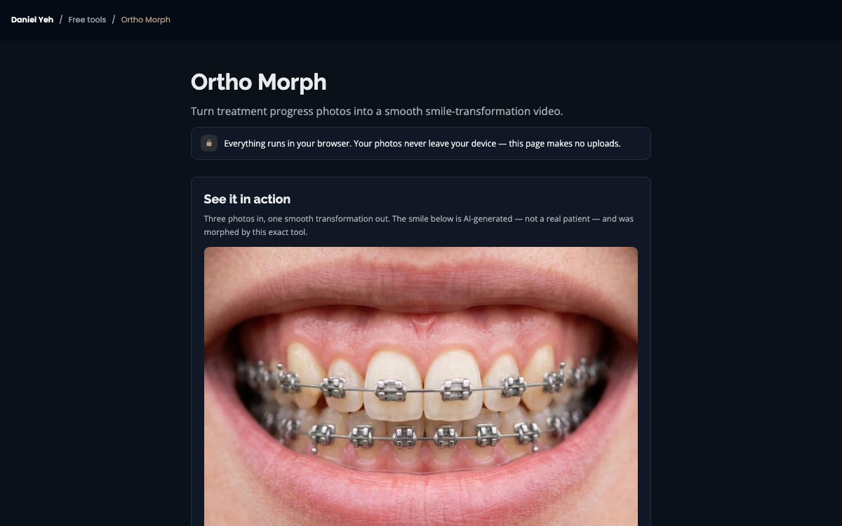 Ortho Morph — smile transformation videos made in the browser